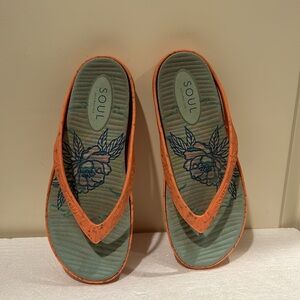 SOUL Naturalizer womens FLIP FLOPS rubber toe thong size 7/8 coral
